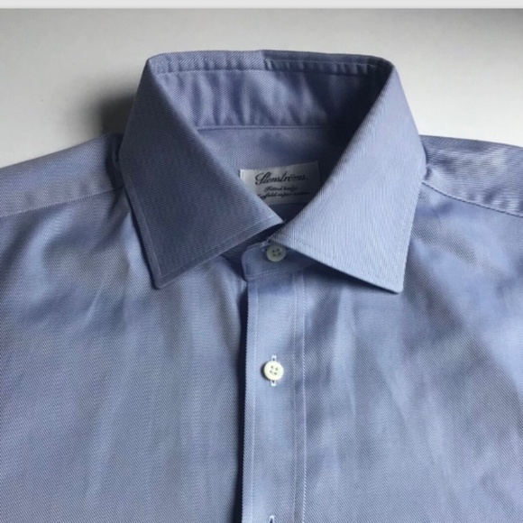 Stenstroms fitted body light blue 2 fold super cotton twill dress shirt Sz 15.5 - Picture 2 of 9